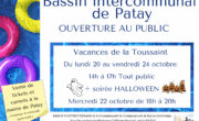 OUVERTURE BASSIN INTERCOMMUNAL DE PATAY – VACANCES DE LA TOUSSAINT